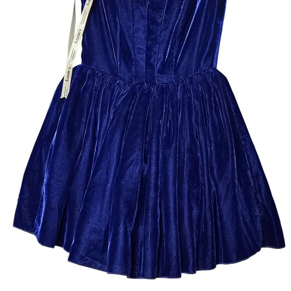 Silvia Astore Annie Ibiza Velvet Navy Blue Corset Square Neck Mini Dress IT 38/0 - Picture 7 of 14